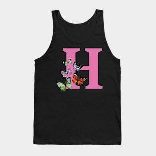 Letter pink H with colorful butterflies Tank Top